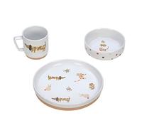 LÄSSIG juego de vajilla de porcelana para niños, plato, cuenco, taza con anillo de silicona, vajilla infantil antideslizante/Little Mateys spicy orange
