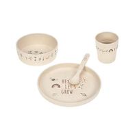 LÄSSIG Juego de vajilla infantil (plato, taza, cuenco, cuchara) sin BPA, apto para lavavajillas y microondas/Juego de vajilla Garden Explorer