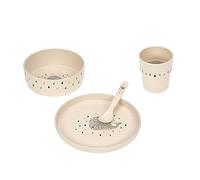 LÄSSIG Juego de vajilla infantil (plato, taza, cuenco, cuchara) sin BPA, apto para lavavajillas y microondas/Juego de vajilla Little Water Whale