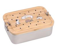 LÄSSIG fiambrera infantil de acero inoxidable y bambú fiambrera sostenible guardería escuela/Lunchbox Bamboo Happy Prints