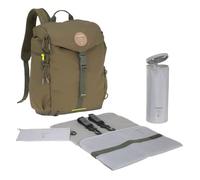 LÄSSIG Mochila cambiador para bebé con cambiador, fijación para cochecito, calentador de biberones, impermeable, producida de forma sostenible, mochila para exteriores, color verde oliva