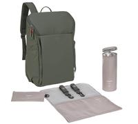 LÄSSIG Mochila con cambiador, enganche para cochecito y portabiberón/GRE Slender Up Backpack olive