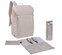 LÄSSIG Mochila con cambiador, enganche para cochecito y portabiberón/GRE Slender Up Backpack taupe