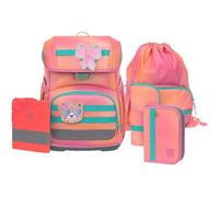 Lässig mochila escolar cubierta para lluvia Light Unique School Set 7 -piezas Sunset Pink albaricoque rosa