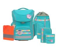 Lässig mochila escolar cubierta para lluvia Unique School Set Slim 7 -piezas Turquois turquesa