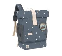 LÄSSIG Mochila infantil Rolltop con correa de pecho repelente al agua, 11 litros/ Mini Rolltop Backpack Happy Prints azul oscuro