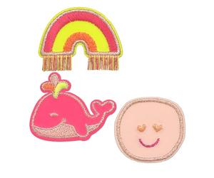 LÄSSIG Pegatinas textiles autoadhesivas/textiles tejidas, Ballena Rosa, mediano, Adhesivo textil