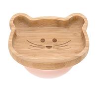 LÄSSIG Plato de madera para niños con ventosa de silicona antideslizante, color rosa