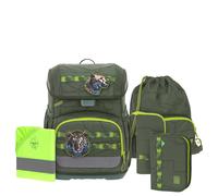 Lässig mochila escolar cubierta para lluvia Light Unique School Set 7 -piezas Jungle Green verde oscuro