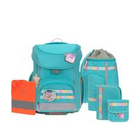 Lässig mochila escolar cubierta para lluvia Unique School Set Slim 7 -piezas Turquois turquesa