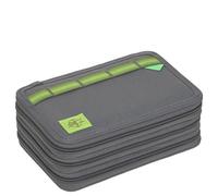 LÄSSIG Unique Estuche Escolar Triple con lápices, Antracita | 3 compartimentos para una organización perfecta, incluye 16 lápices y accesorios escolares, personalizable