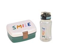 LÄSSIG Fiambrera con fiambrera y botella 460 ml, Little Gang Smile milky / ocean green