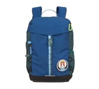LÄSSIG Unique Mochila de Senderismo Infantil 14L, Azul/Verde | Mochila grande para actividades al aire libre, con funda impermeable y cojín para sentarse, repelente al agua, 14 L