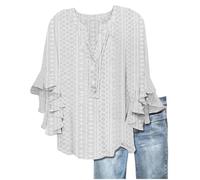 Lässige Damenhemden, Elegante Oberteile mit lockerer Passform für den Alltag, Ideal für Frühling, Sommer und Herbst, passt Perfekt zu Jeans für einen stilvollen, Light Grau, XXL