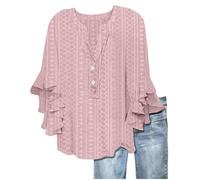 Lässige Damenhemden, Elegante Oberteile mit lockerer Passform für den Alltag, Ideal für Frühling, Sommer und Herbst, passt Perfekt zu Jeans für einen stilvollen, Rosa, L