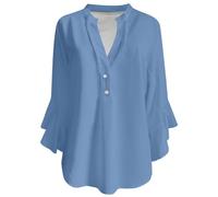 Lässige Damenhemden für den Alltag. Lockere Passform. Bequemer Stil. Perfekt für Frühling, Sommer und Herbst. Ideal zum Kombinieren mit Jeans. Pflegeleicht, Maschinenwäsche und Handwäsche., Himmelblau