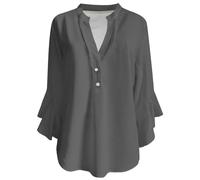Lässige Damenhemden für den Alltag. Lockere Passform. Bequemer Stil. Perfekt für Frühling, Sommer und Herbst. Ideal zum Kombinieren mit Jeans. Pflegeleicht, Maschinenwäsche und Handwäsche., gris, XXXL