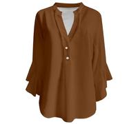 Lässige Damenhemden für den Alltag. Lockere Passform. Bequemer Stil. Perfekt für Frühling, Sommer und Herbst. Ideal zum Kombinieren mit Jeans. Pflegeleicht, Maschinenwäsche und Handwäsche., Marrón, S