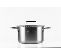 lätt Home Cacerola Acero Inoxidable 20 cm Diámetro Apta para Cocina de Inducción Vitrocerámica Gas Eléctrica y Horno - Tapa con Borde de Silicona - Fondo Full Induction 5 Capas - Libre de PFOA y PTFE