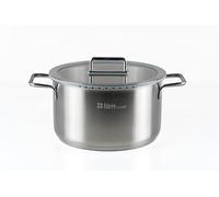 lätt Home Cacerola Acero Inoxidable 24 cm Diámetro Apta para Cocina de Inducción Vitrocerámica Gas Eléctrica y Horno - Tapa con Borde de Silicona - Fondo Full Induction 5 Capas - Libre de PFOA y PTFE