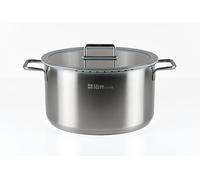 lätt Home Cacerola Acero Inoxidable 28 cm Diámetro Apta para Cocina de Inducción Vitrocerámica Gas Eléctrica y Horno - Tapa con Borde de Silicona - Fondo Full Induction 5 Capas - Libre de PFOA y PTFE