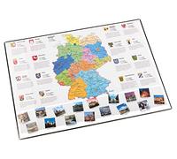 Läufer 45348 - Vade de escritorio antideslizante con mapa de Alemania, 40 x 53 cm, con bolsillo lateral transparente
