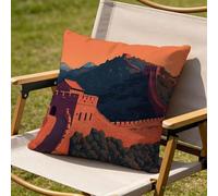 Laewaele Funda Cojin 45 x 45 cm Fundas Cojines Montaña Cojines para Sofa Decor Lino Almohada Juego, Cremallera Oculta, Primavera Decorativa para Hogar Sofá Silla Cama Sala de Estar Gran Muralla L#134