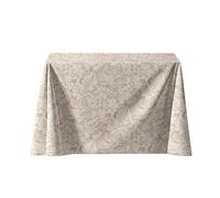 LaFábricadelasTelas - Falda Mesa Camilla Rectangular y redonda Loneta estampada flores y hojas algodón color beige . Faldón Faldilla enagüilla.