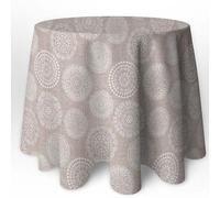 LaFábricadelasTelas - Falda o Ropa de Mesa Camilla Redonda Mandala Primavera Verano Loneta Estampada algodón, Faldón Faldilla enagüilla (Beige, 70cm Diametro)