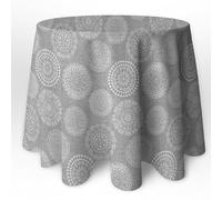 LaFábricadelasTelas - Falda o Ropa de Mesa Camilla Redonda Mandala Primavera Verano Loneta Estampada algodón, Faldón Faldilla enagüilla (Gris, 60cm Diametro)