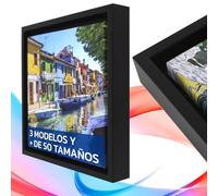 lafabricadelcuadro® Marco flotante o Caja Americana para lienzos, tablas, fotos, azulejos. Cuadro (1F-22X16 cm, 256 NEGRO + 1 cm de separación)