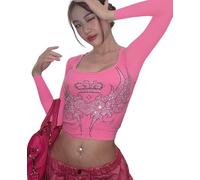 Lafaguw Camisetas sin mangas para mujeres y niñas, diseño de corazón con diamantes de imitación, cuello en U, sin mangas, para verano, ropa de verano, Rosado2, S