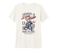 Lafayette Louisiana - Cráneo para Motocicleta, diseño Vintage Camiseta Premium
