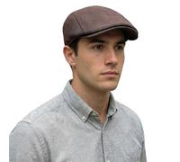 Lafefe Gorras Planas para Hombre, Boina Irlandesa hacia adelante, Sombrero de Lino de Tendencia Casual, marrón, Talla única