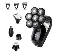 Lafeier Afeitadora eléctrica 7D para hombres, 5 en 1, afeitadora rotativa y calva, impermeable, kit de aseo inalámbrico
