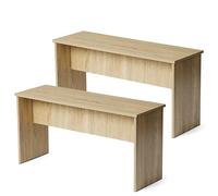 LafeuR Bancos para mesa de comedor, juego de 2 unidades, bancos de cocina, bancos de comedor, 90 x 30 x 45 cm, banco de madera, dormitorio o cocina, roble