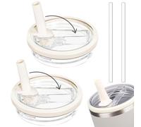 lafo Stanley Cup Accesorios, paquete de 2 tapas de repuesto para vasos de 40 onzas, viene con 2 pajitas, tapa Stanley Cup a prueba de fugas, paja Stanley Flip Straw (blanco)