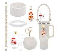 lafo Stanley Cup Accessories,Includes 3 Stanley Cup Leak Protectors,1 Straw Covers,2 Pendant Accessories, 2 Silicone Case,1 Bottle Handle Strap for 40 oz Stanley Cup Accessorry Set (Christmas Style)