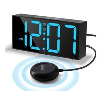 Lafocuse Despertador Digital por Vibración con Agitador de Cama, Extra Fuerte para Dormilones/Hipoacusia/Sordera, con Brillo Regulable, 4 Niveles de Volumen, Snooze, 12/24 Horas para Dormitorio