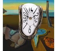 Lafocuse Reloj de Fusión Color Bronce Silencioso Creativo, Reloj Repisa Dalí Derretido Divertido Números Arábigos para Mesa de Escritorio 16x13x11 cm