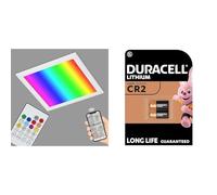 lafón De Panel, empotrable LED, 18 W, regulable, control de temperatura de color, control de aplicaciones, Bluetooth, Plaza 29,5 cm, plástico, 18 W, color blanco + Duracell - Pilas especiales de liti