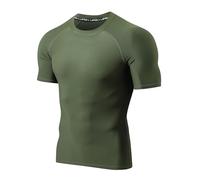 LAFROI BJJ Rash Guard - Camiseta de compresión para hombre, manga corta, UPF 50+, Oliva., L