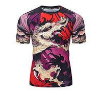 LAFROI Camisa de compresión de Manga Corta UPF 50+ Baselayer Performance para Hombre CLY08D Blood Moon S