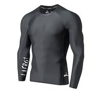 LAFROI - Camiseta de Neopreno Protectora, de compresión, para Hombre, Manga Larga, UPF 50+, Ajustada, Modelo CLYYB (Asym Dark Grey,XXL)