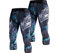 LAFROI Men's 2-Pack Compression Fit 3/4 Tights Leggings with Pcoket/Non-Pocket-YSK10 Commander Size XXXL