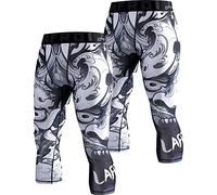 LAFROI Men's 2-Pack Compression Fit 3/4 Tights Leggings with Pcoket/Non-Pocket-YSK10 Hannya Size MD