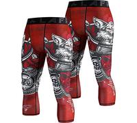 LAFROI Men's 2-Pack Compression Fit 3/4 Tights Leggings with Pcoket/Non-Pocket-YSK10 Warrior Size XXL