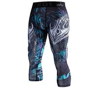 LAFROI Men's Compression Fit 3/4 Tights Leggings with Pcoket/Non-Pocket-YSK10 Commander Size MD