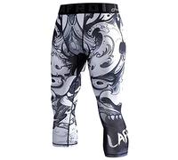 LAFROI Men's Compression Fit 3/4 Tights Leggings with Pcoket/Non-Pocket-YSK10 Hannya Size XXL