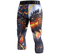 LAFROI Men's Compression Fit 3/4 Tights Leggings with Pcoket/Non-Pocket-YSK10 Melted Wings Size SM